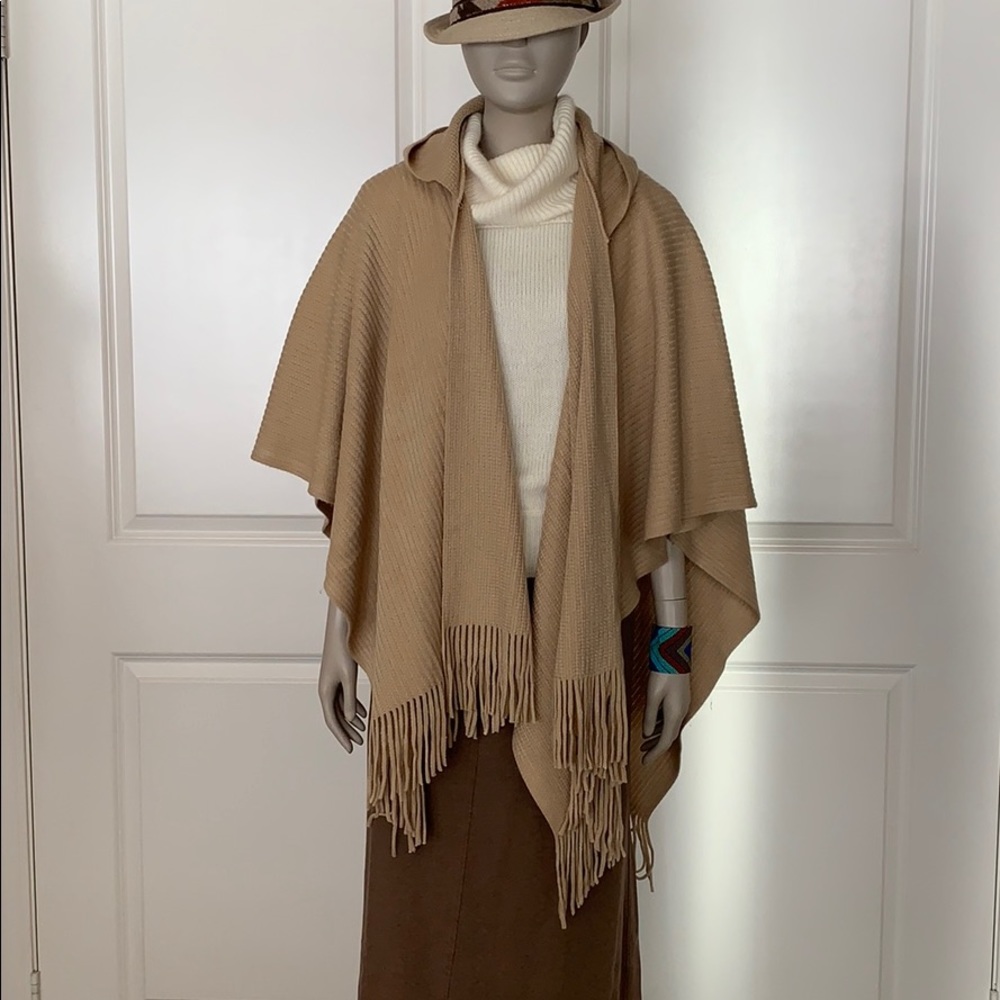 Echo Design Fringed Hooded Poncho Sweater